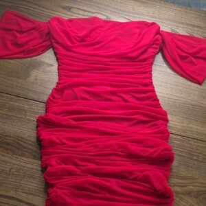 Elegant Red Off-Shoulder Dress